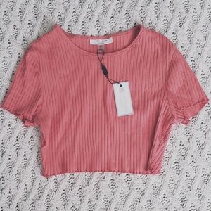 Cable & Gauge Cropped Ribbed Tee- M (S fit)